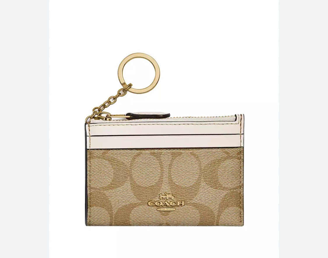 COACH Mini Skinny ID Case Signature Canvas Ladies Coin Purse / Coin Case