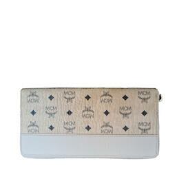 MCM Portuna Large Visetos Multifunction Zip-Around Clutch Wallet in Beige
