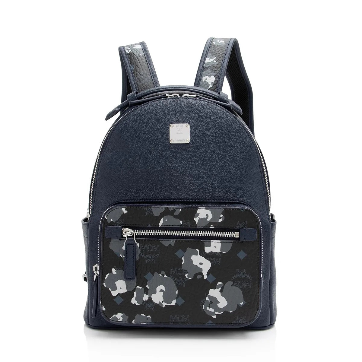 MCM Stark Floral Camo Small Navy Blue Leather Backpack Bag