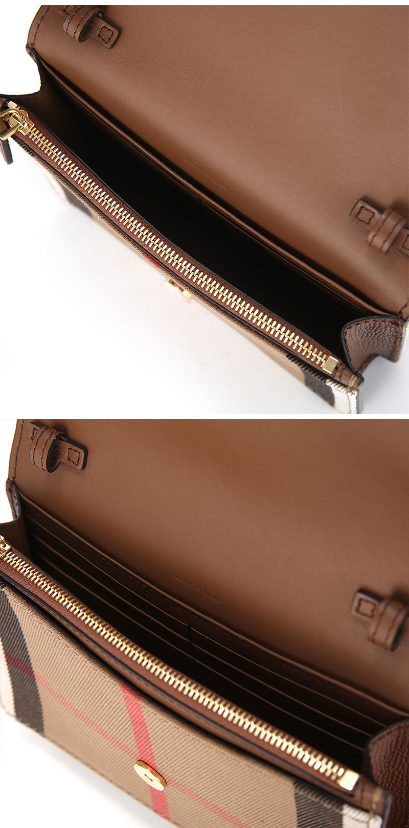 Burberry Hampshire Derby House Check Leather Cross Body Bag Wallet with Strap