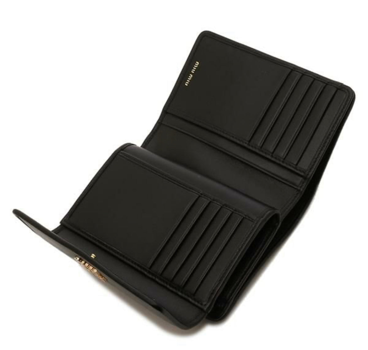Miu Miu Bifold Wallet Matelassesse Leather Wallet Black Women 5ML225
