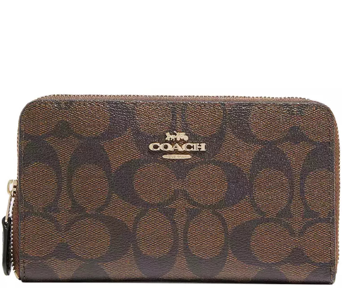 Coach 88913 Cross Grain Leather Medium Zip Bi-fold wallet