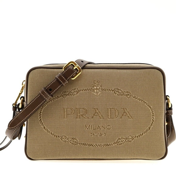 Prada Jacquard Logo Camera Bag Corda Bruciato 1BH089