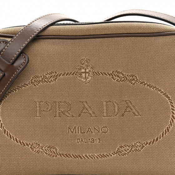 Prada Jacquard Logo Camera Bag Corda Bruciato 1BH089