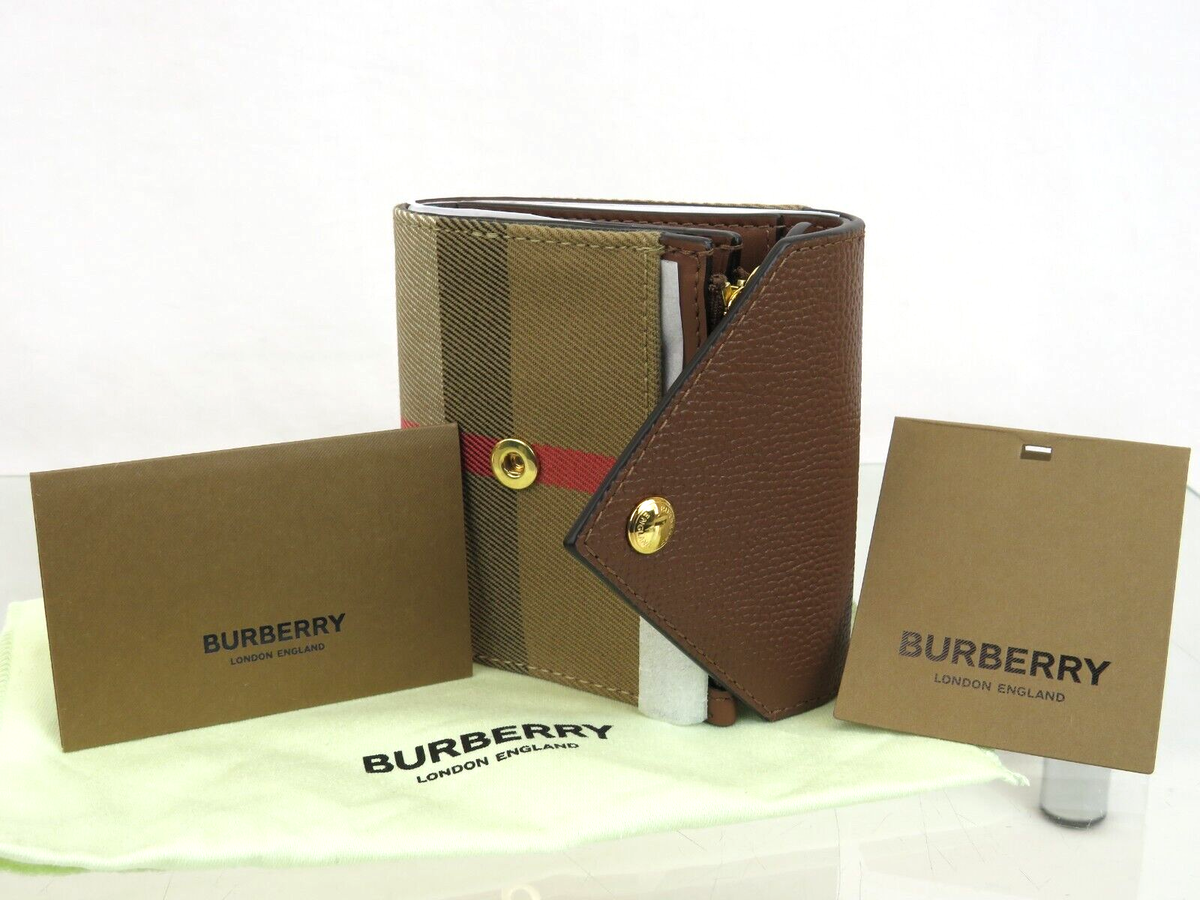 BURBERRY Grainy Calfskin Vintage Check Lila Tri-Fold Wallet 80731451/80731471