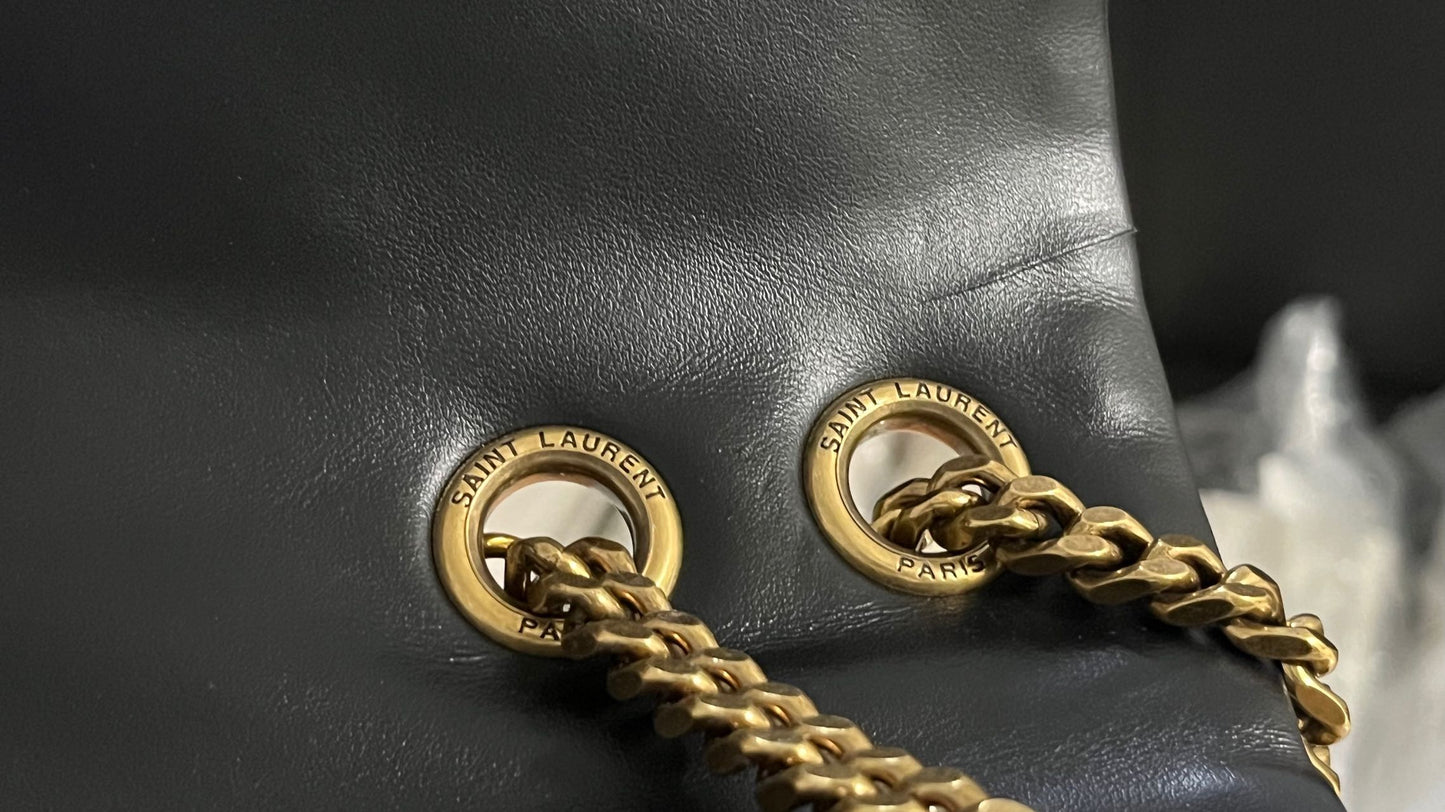 Saint Laurent Black Matelassé Leather Medium Loulou Flap Bag