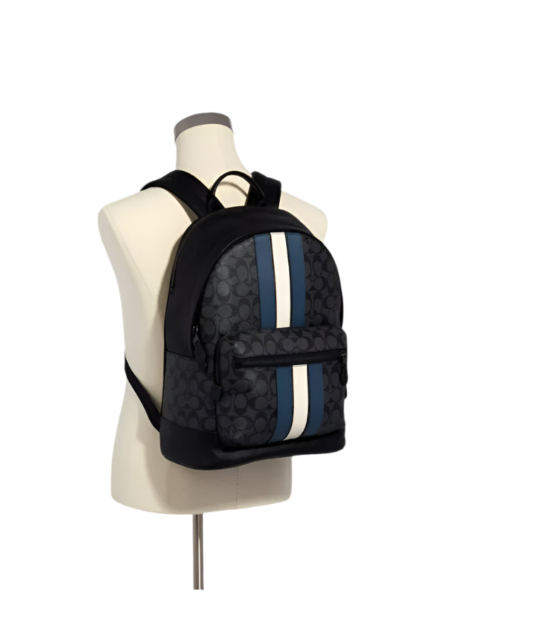 Coach Cv922 West Backpack Varsity Stripe /Denim/Chalk