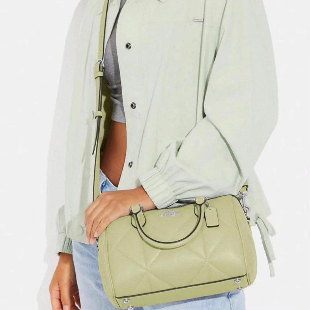 Coach Diamond Quilted Leather Rowan Satchel CJ610 Lime