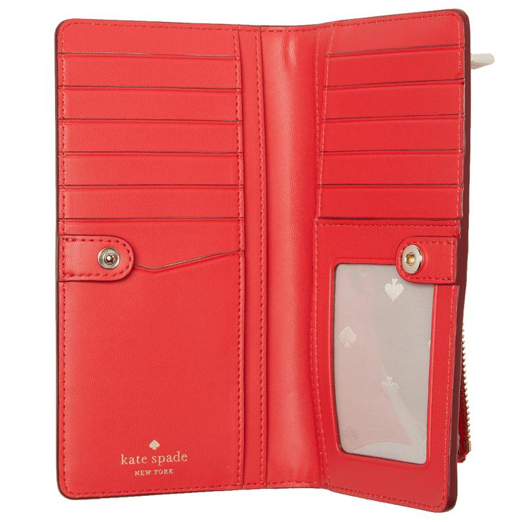 Kate Spade Saffiano Stacy Logo Large Slim Bifold Bi fold card case