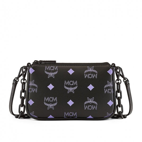 MCM Zip Pouch in Color Splash Logo Leather