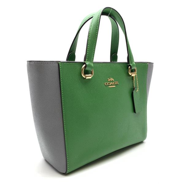 COACH CC765 Handbag Shoulder Bag 2WAY Bicolor Green Gray