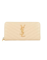 Yves Saint Laurent YSL Long Wallet 358094 BOW01 Monogram Round Zipper Leather