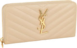 Yves Saint Laurent YSL Long Wallet 358094 BOW01 Monogram Round Zipper Leather
