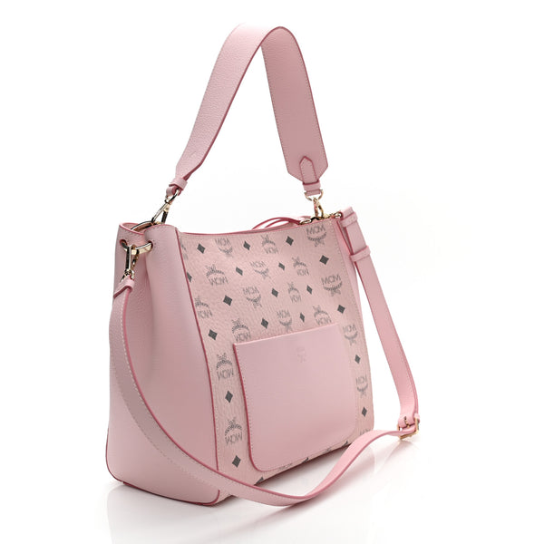Mcm - Aren Medium Powder Pink Mixed Visetos Leather Hobo Shoulder Bag Handbag
