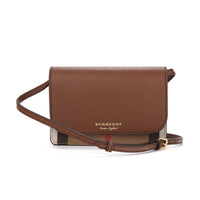 Burberry Hampshire Derby House Check Leather Cross Body Bag Wallet with Strap