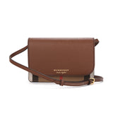 Burberry Hampshire Derby House Check Leather Cross Body Bag Wallet with Strap