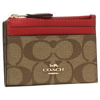 COACH Mini Skinny ID Case Signature Canvas Ladies Coin Purse / Coin Case