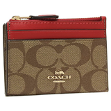 COACH Mini Skinny ID Case Signature Canvas Ladies Coin Purse / Coin Case