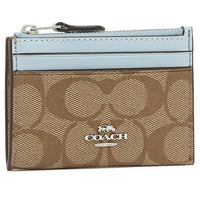 COACH Mini Skinny ID Case Signature Canvas Ladies Coin Purse / Coin Case