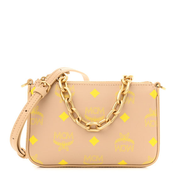 MCM Zip Pouch in Color Splash Logo Leather