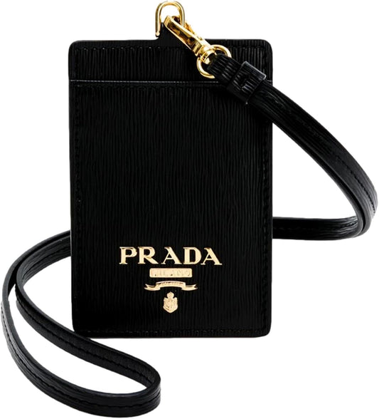 Prada Vitello Move Leather Card Case Badge Holder Wallet 1MC007