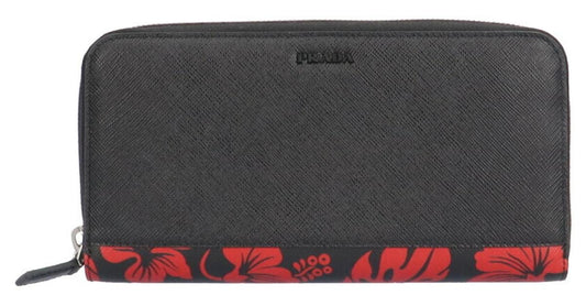 Prada Saffiano Long Wallet Black Red 2ML317