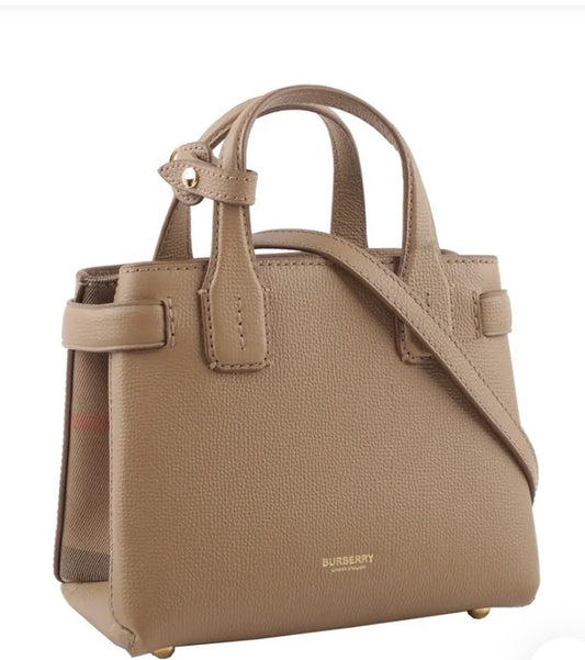 Burberry Baby Banner House Check Leather Satchel