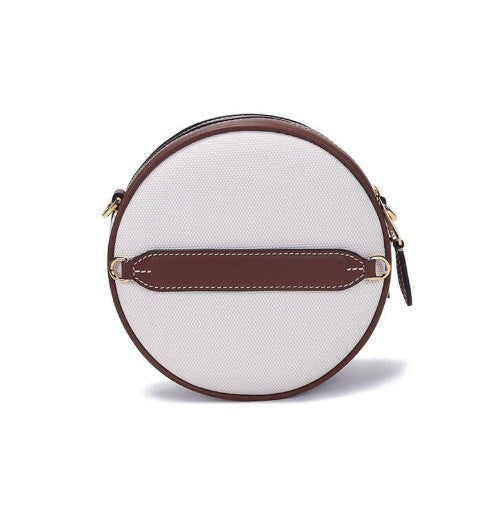 BURBERRY Louise Two-tone Logo Canvas Round Bag (Brown)