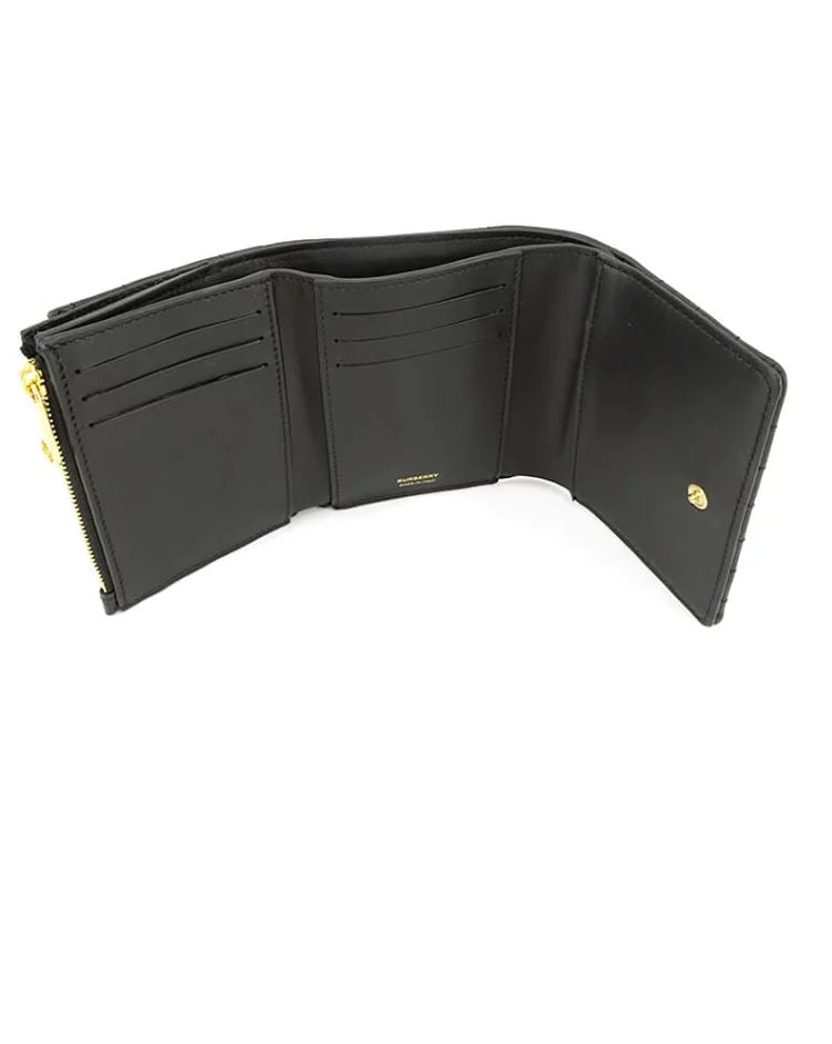 BURBERRY Tri fold Roller Quilting Folding Wallet Black 8062372 luxebags singapore