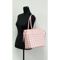 MCM Aren Medium Soft Pink Mixed Visetos Leather Shopper Shoulder Tote Handbag