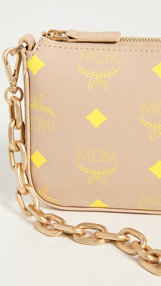 MCM Zip Pouch in Color Splash Logo Leather
