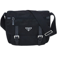 PRADA Shoulder bag with small flap Front pocket VELA NERO Nero Nylon Black 1BD671