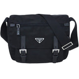 PRADA Shoulder bag with small flap Front pocket VELA NERO Nero Nylon Black 1BD671