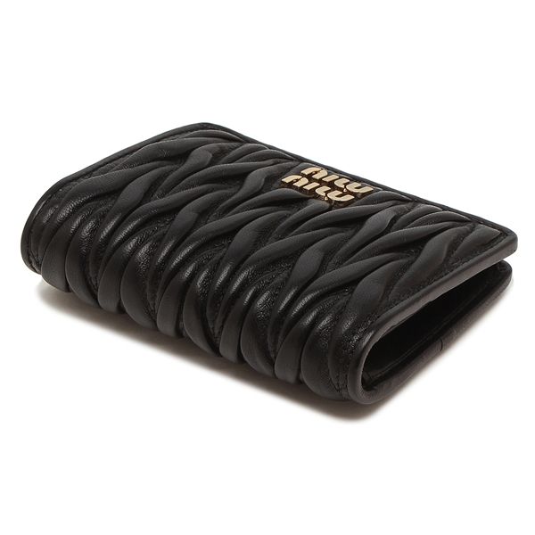 Miu Miu Bifold Wallet Matelasse Mini Wallet Black Women