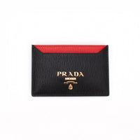 NWT Prada Unisex Vitello Move Nero (Black) Leather Card Case Wallet 1MC122