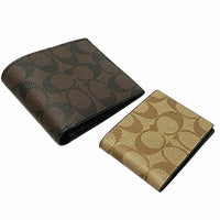 COACH wallet bi-fold wallet PVC coated canvas x leather CA001 QBMAA