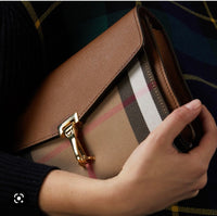 Burberry Leather House Check Crossbody Bag